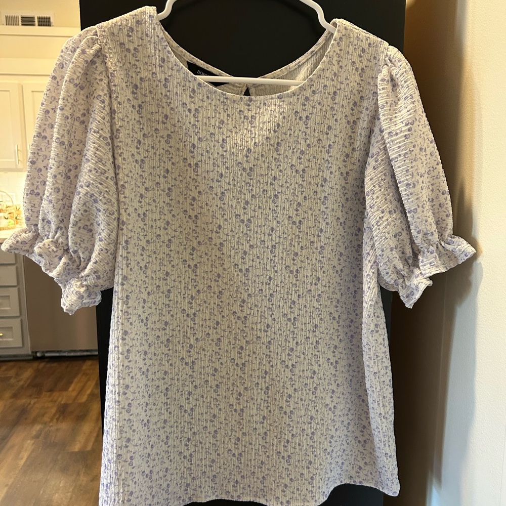 Floral Puff Sleeve Top - Purple